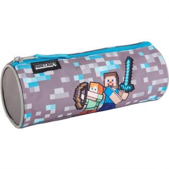Estuche Escolar Cilíndrico Minecraft Warriors - Multicolor, 8 x 22 cm