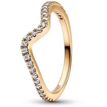Anillo Ola Brillante de Pandora en Oro de 14 Quilates con Circonitas Cúbicas - Talla 48