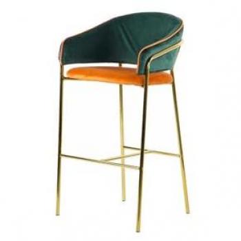 Taburete de Bar Velvet Verde y Naranja 53x52x99 cm Adda Home