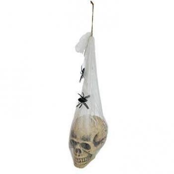 Europalms - Estatua de Halloween con Forma de araña, para Colgar o apoyar, Total 70 cm, Altura de Calavera 30 cm, 2 arañas Incluidas en el Paquete, Multicolor, Talla única