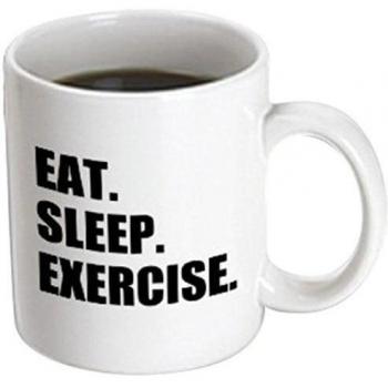 Mensuk Eat Sleep Exercise. Gifts for gym bunny or keep fit fitness enthusiast - Two Tone Black Mug, 11oz