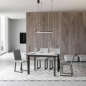 Mesa extensible Cumar 90x120/180 cm Fresno Blanco con estructura Antracita