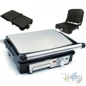 Sandwichera Grill Panini Eléctrica Profesional 2000W, Antiadherente, 7 Niveles de Temperatura, Placa de 29x23 cm