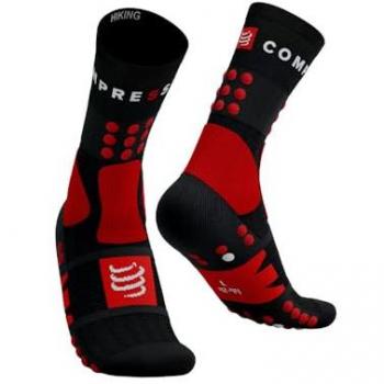 Calcetines Compressport Hiking Unisex Rojo y Negro, diseñados para running y actividades al aire libre, con compresión específica para mayor soporte, transpirabilidad avanzada, material ligero y cómodo, ideal para hombres