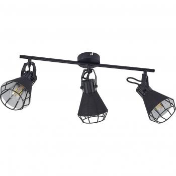 Lindby Yusei foco empotrado de techo, 3 luces, negro, metal, E27, para salón y comedor