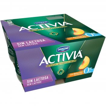 Activia con Melocotón 0% M.G. Sin Lactosa 4x120 g