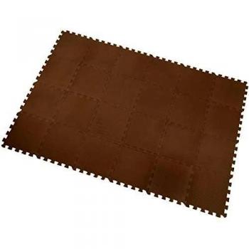 Yostrong Esterilla Puzzle para Suelo de Gimnasio y Fitness | Alfombra Juegos Bebe | Protección de Goma Espuma | Alfombrilla Protectora Expandible de 24 Losas. Marrón. YC-Fb24N