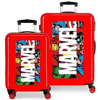 Marvel Los Vengadores Action Juego de Maletas Rojo 55/68 cms Rígida ABS Cierre combinación 104L 4 Ruedas Dobles Equipaje de Mano