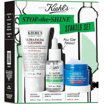 Kiehl's Estuche de Regalo Stop The Shine - Set de Cuidado Facial para Piel Grasa con Limpiador Ultra Facial, Crema Hidratante Gel Oil-Free y Suero Potente al 5% de Niacin