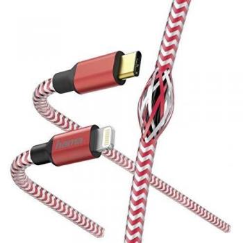 Cable de datos/carga rápida reflectante USB-C a Lightning 1,5 m rojo