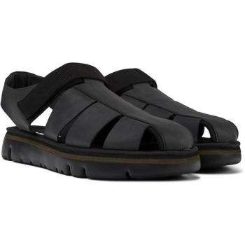CAMPER Oruga Sandals for Men - Black, size 46, Smooth leather/Cotton fabric; CAMPER Oruga Sandals for Men - Black, size 12, Smooth leather/Cotton fabric