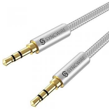 Syncwire Cable Jack 3.5mm Macho Macho, Cable de Audio Double Jack 3,5 de Nylon Trenzado - 1M, Cable Auxiliar Estéreo para Auriculares, iPhone,iPod, iPad, Echo Dot, Audio de Coche, MP3, Altavoces