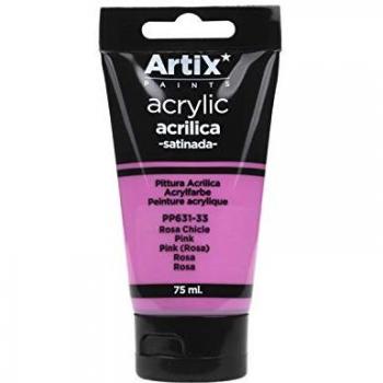 Pintura Acrílica Rosa Magenta 75ml, Tubo Pintura Acrílica Rosa Chicle 75ml 33 Artix, Pinturas Acrílicas Artix para Manualidades y Uso Profesional, Colores Satinados Metal