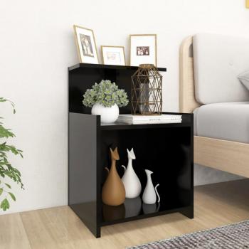 Mesita de noche 2 piezas negro 40x35x60 cm multicapa madera