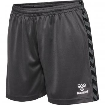 Hummel Pantalones Cortos Authentic PL para Mujer - Pantalones cortos ligeros, diseño deportivo, tejido transpirable, cintura elástica con cordón ajustable, logo Hummel en la pierna