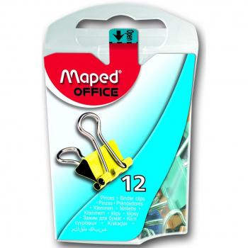 Maped - Clips de Oficina - Caja Abrefácil - 12 Unidades - Tamaño de 15 mm - Pinzas Clip para Papel - Ideal para Sujetar Grandes Cantidades de Hojas - Variedad de Colores