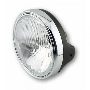 Faro H4 de 7 pulgadas SHIN YO con vidrio en relieve, negro brillante