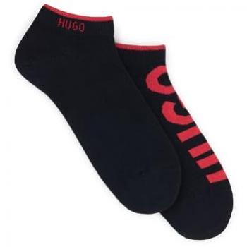 Pack 2 Pares de Calcetines Tobilleros HUGO para Hombre con Logo en Algodón Negro (Tallas 43-46)