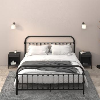 Mesitas de noche vidaXL 2 unidades 40x35x50 cm en blanco y negro, brillante, para dormitorio, salón y estudio, mesa auxiliar
