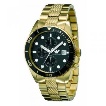 Reloj Hombre Emporio Armani AR5857 - Cronógrafo, 43 mm, Acero Inoxidable, Correa de Cuero, 50 m Resistente al Agua