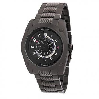 Heritor Automatic Black Stainless Steel Semi-Skeleton Bracelet Watch