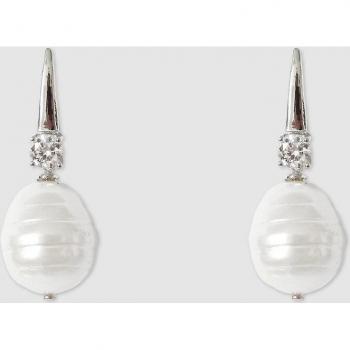 Pendientes Basic gancho facet de rodio y de perla barroca