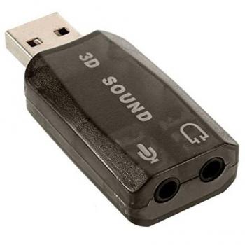 OcioDual Tarjeta de Sonido Externa USB 3D 5.1 Entrada Audio Salida Mic Micro Micrófono Negra Adaptador Jack 3,5mm TRS