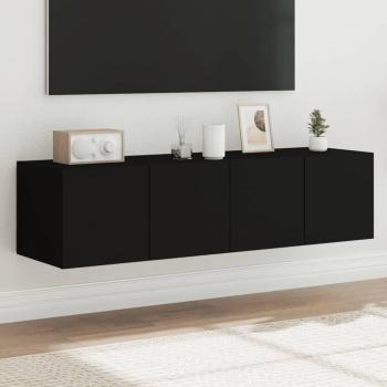Mueble de TV de pared con luces LED vidaXL, 2 unidades, dimensiones 60x35x31 cm, color negro, ideal para salón