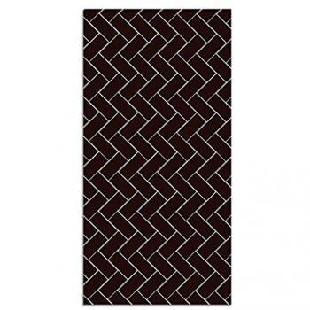 Alfombra Vinílica Mosaico Ladrillos Negro 80x300 cm - Antideslizante e Ignífuga para Cocina y Salón