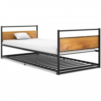 Estructura de cama extraíble de metal negro 90x200 cm