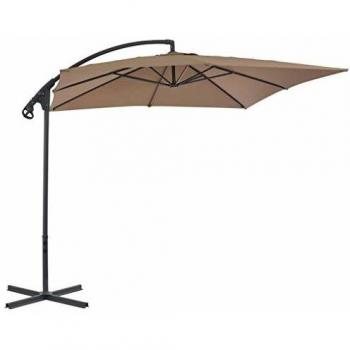 vidaXL Sombrilla Voladiza Palo Acero 250x250 Gris Topo Parasol Paraguas Jardín