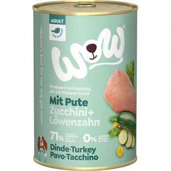 Lata de comida para perros WOW Food Adult Pavo 400 g - Paquete de 6 unidades