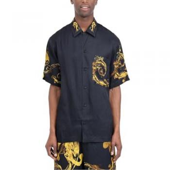Versace Jeans Couture Black Short Sleeve Watercolor Shirt for Men