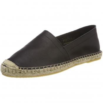 Pieces Pskatie Leather Espadrille, Alpargata para Mujer, Negro