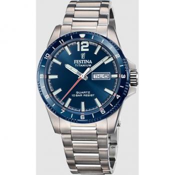 Reloj Festina F20698/2 Titanium Azul Correa de Titanio para Hombre con calendario