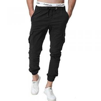 ZOEREA Pantalones Hombre Casuales Deporte Elásticos Joggers Largos Pants con Bolsillos Algodón Slim Fit Cargo Trouser de Hombres
