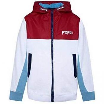 Pepe Jeans- Sudadera PB581221 Cooper 802 Optic White- SUDADREA para NIÑO con Cremallera Y Capucha