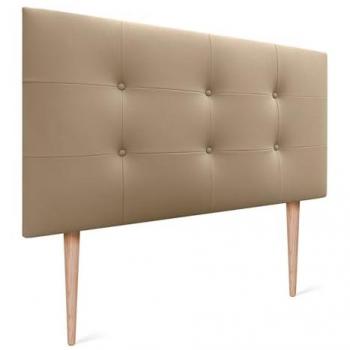 Cabecero Acolchado Capitone de Polipiel Acualine 95x115cm con 8cm de Grosor - Marrón Claro para Camas Individuales y Matrimonio