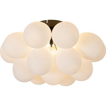 Lámpara de techo art déco negra con cristal opalino y 4 luces - Uvas