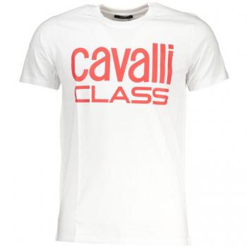 Cavalli Class White Cotton T-Shirt - XL, Male, Print Logo, Round Neck