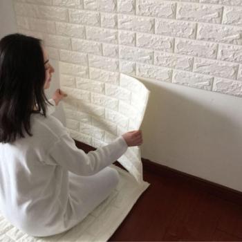 Pegatina de pared Switchali moda nuevo PE Espuma 3D Pegatinas para pared Creativo Vinilo Decorativo del Cristal Decoración del hogar Papel pintado Diy Decoración de pared Habitación Grabado en relieve Piedra de ladrillo barato gran venta