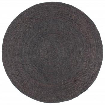 Alfombra de yute tejida a mano redonda gris oscuro 210 cm