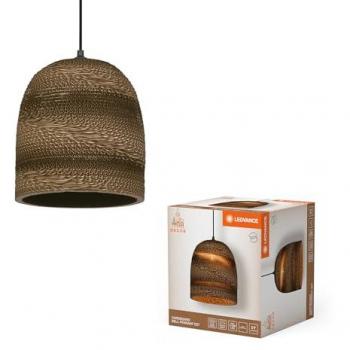 Lámpara colgante LEDVANCE Ball Bell, Ø 26 cm, marrón, cartón reciclado y sostenible