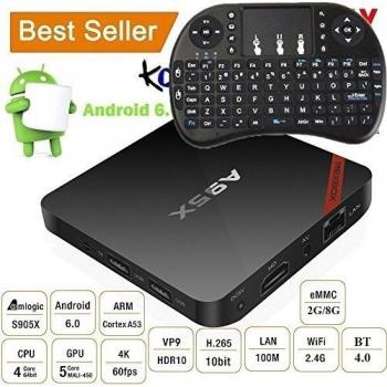 [ Updated Version ] Nexbox A95X - Android 6.0 TV Box Amlogic S905X Quad Core - 3D 4K HD Support - Built in WiFi - 2GB/8GB - Kodi 16.1 Player Fully Loaded Streaming Media Player with I8 Air Mouse