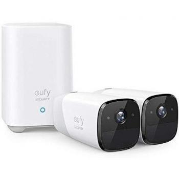 eufy Security Cámara Vigilancia Wifi Exterior eufyCam 2 Cámara Inalámbrica, 365 Días de batería, HD 1080p, impermeabilidad IP67, Visión nocturna, Compatible con Alexa, 2-Cam Kit, sin tarifa mensual
