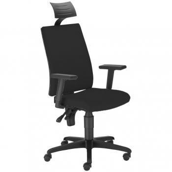 Silla de Oficina Lezuza Piqueras y Crespo con Brazos Regulables y Cabecero, Color Negro