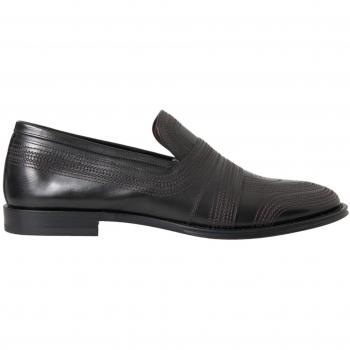 Black Brown Leather Loafer Men Dress Shoes - EU41/US8