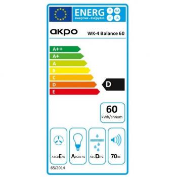 Campana extractora Akpo WK-4 Balance Eco 60, chimenea negra, 600 mm de ancho, frente de vidrio negro, acero inoxidable