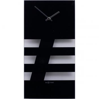 Reloj de Pared Nextime 2855ZW 38 X 19 Cm Negro Vidrio - Verde Rayas