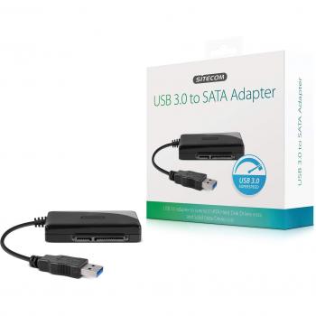 Sitecom CN-332 - Adaptador de Almacenamiento USB 3.0 a SATA, Velocidad de Transferencia 600 MBps, Color Negro